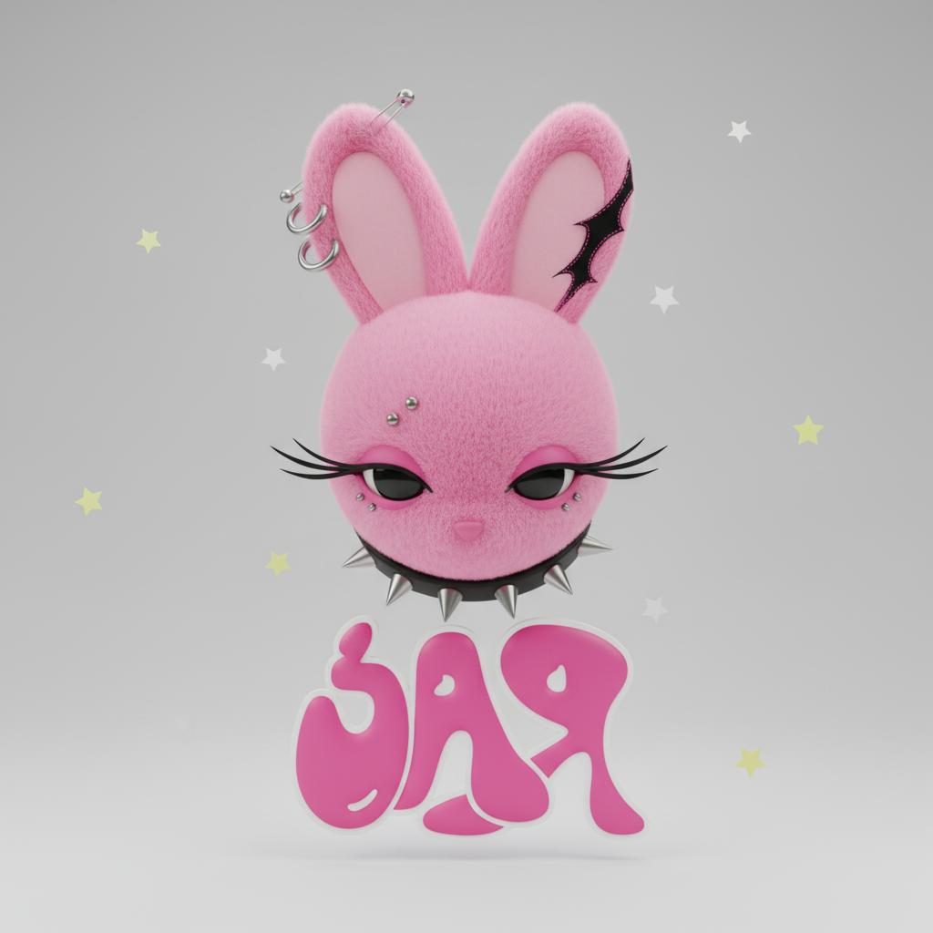 Zaya branding project with a pink bunny character